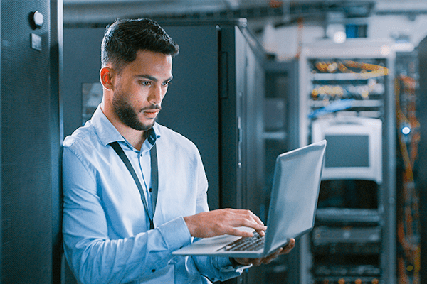 IT worker in server room