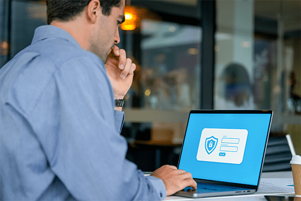 Man with limited access on computer