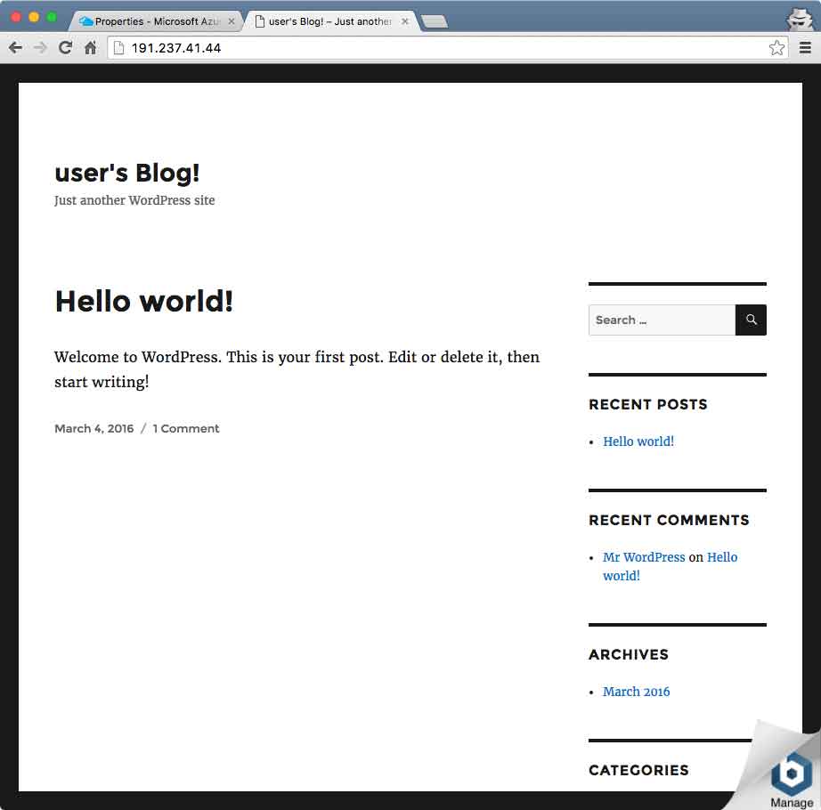 new WordPress site