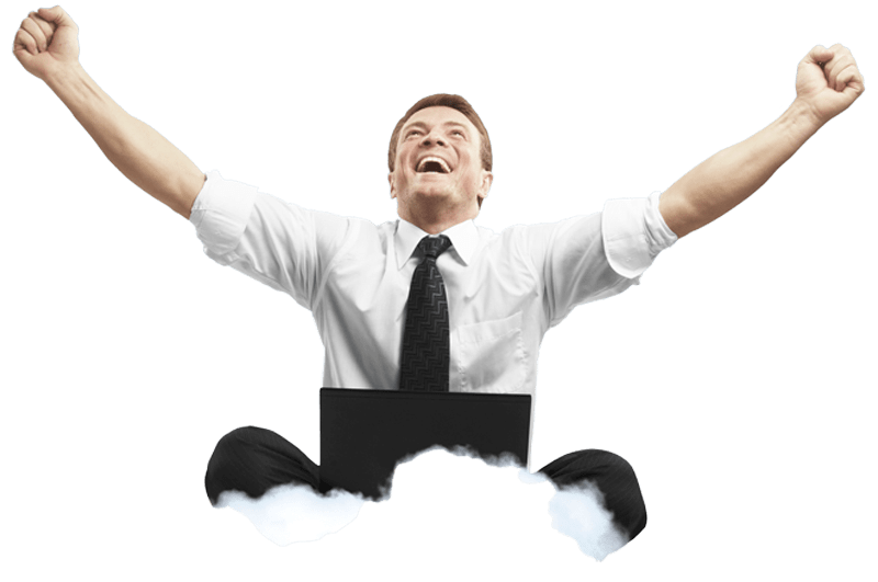 Happy man in the clouds
