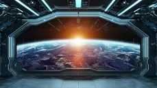 View of Earth from spaceship