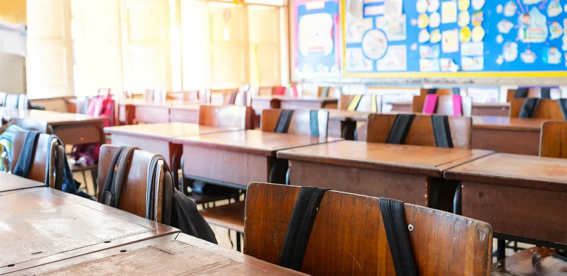 Empty elementary classroom