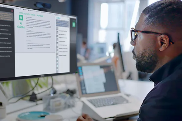 Man using AI at work