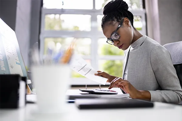 Woman reviewing budget