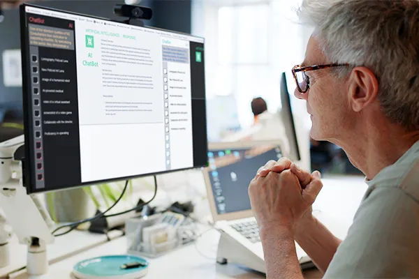 Man reading chatbot response