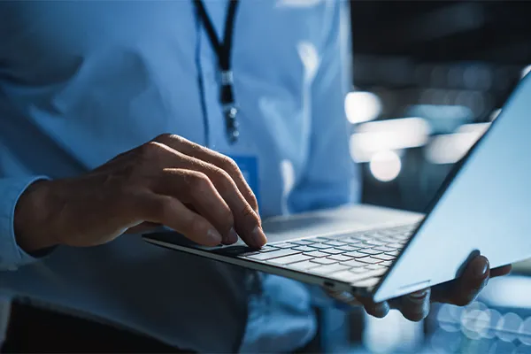 Person working on a laptop