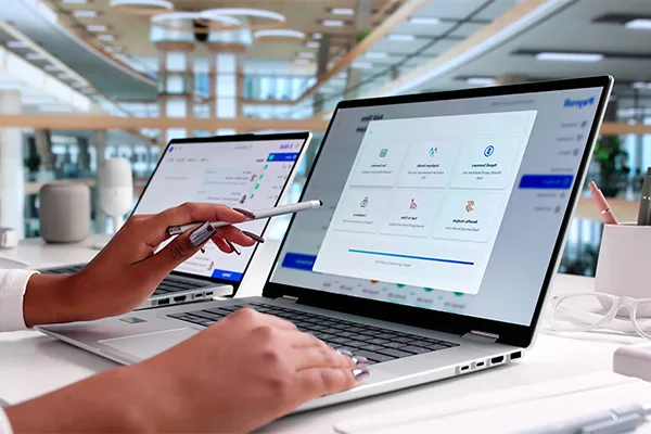 Woman using computer