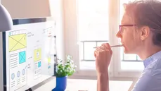 Woman designing a website layout