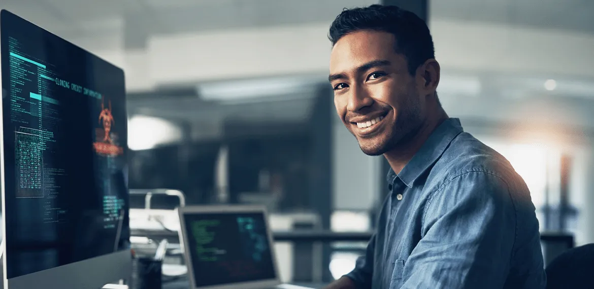 Man developing on a computer