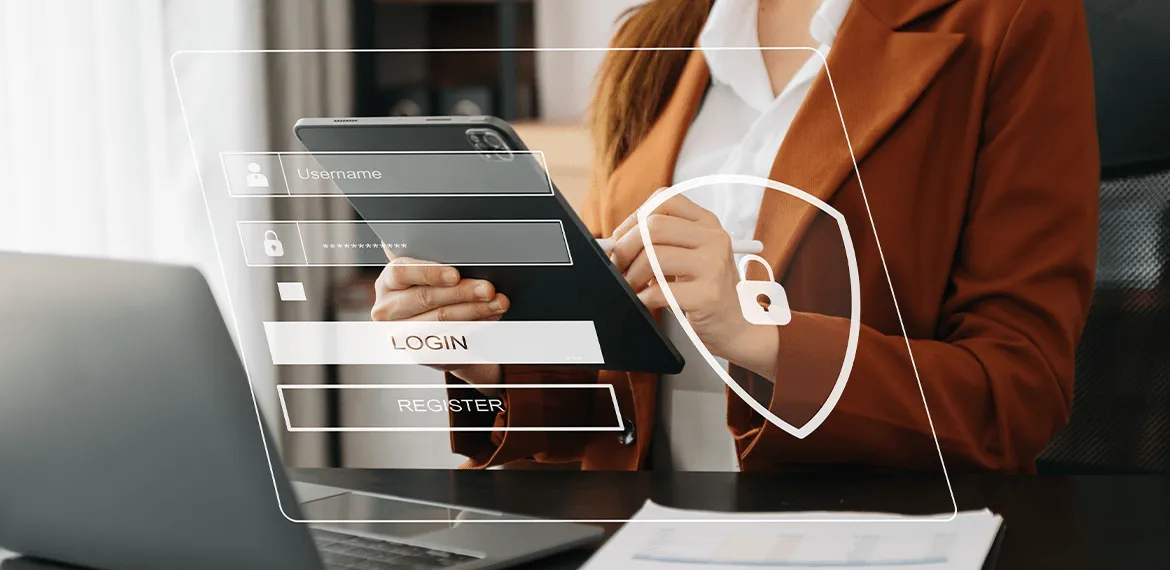 Woman protecting her passwords