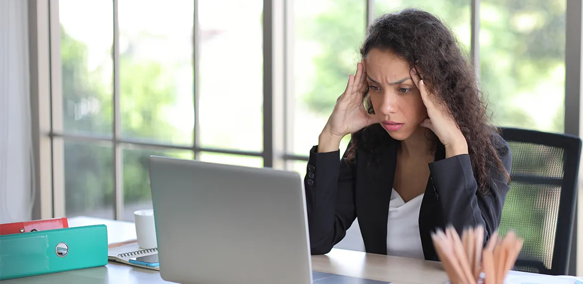 Woman with a slow computer