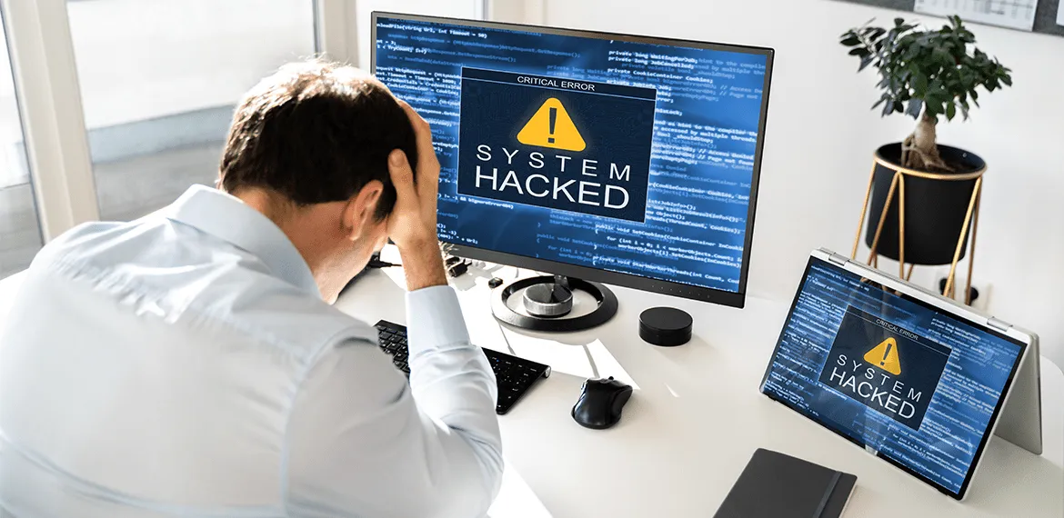 Man with hacked computer