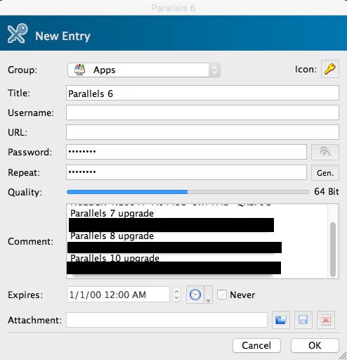 keepass entry