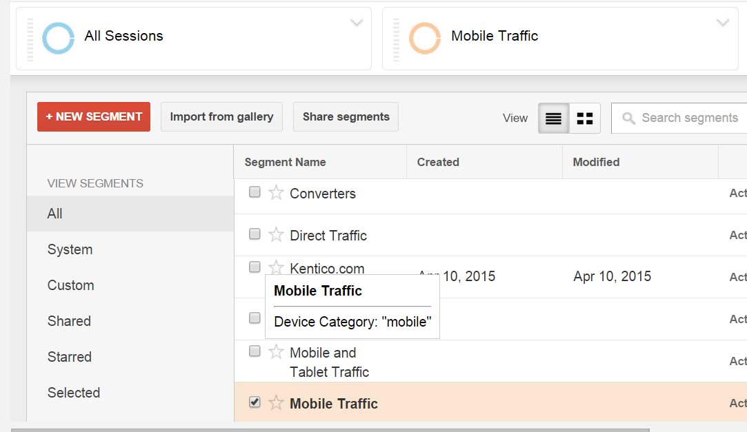 google analytics advanced segment report