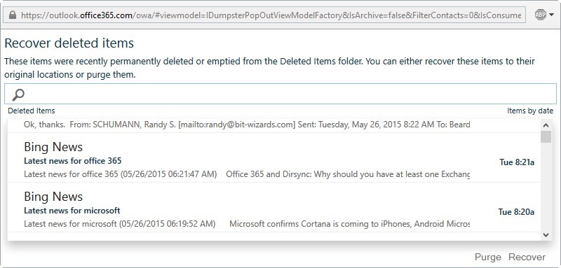recover deleted items search