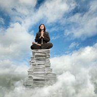 praying woman in clouds