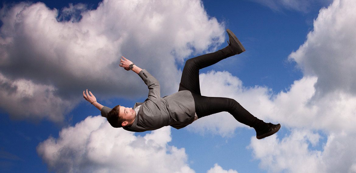  man falling from the clouds 