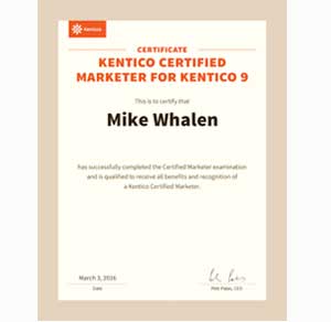 kentico certified marketer certificate