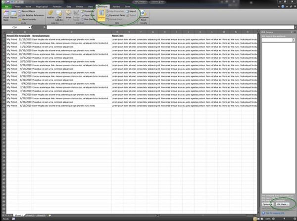 export excel 2010 to xml