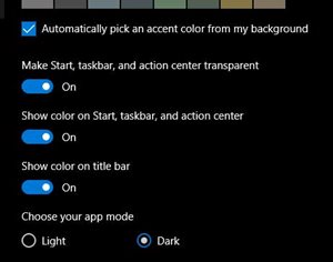 windows 10 anniversary udpate color personalization