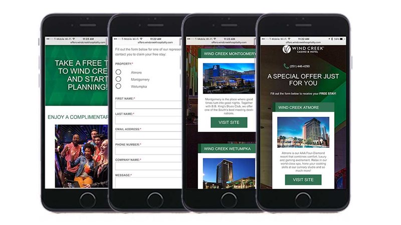 wind creek offers landing page mobile view