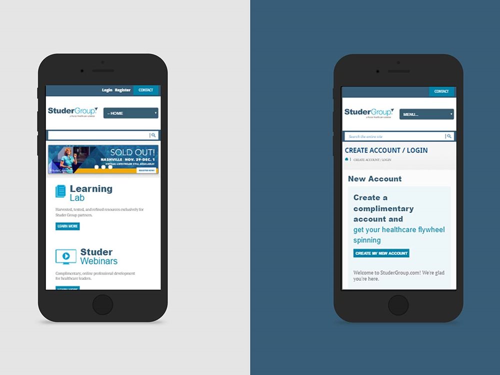 studer website mobile views