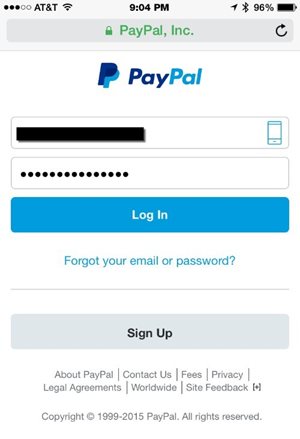 paypal login with 1password